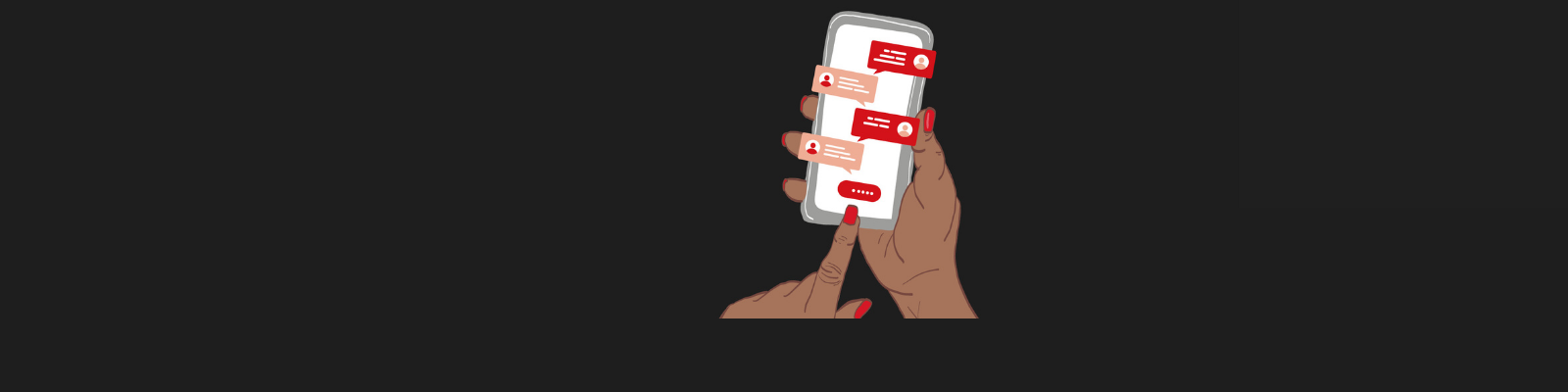 Close up image of phone with chat icons